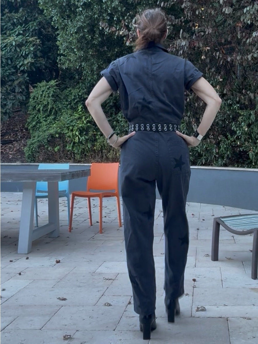Pistola charcoal grey jumpsuit with stars